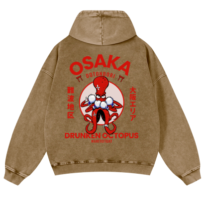 Osaka Drunken Vintage Washed Cotton Back Art Hoodie