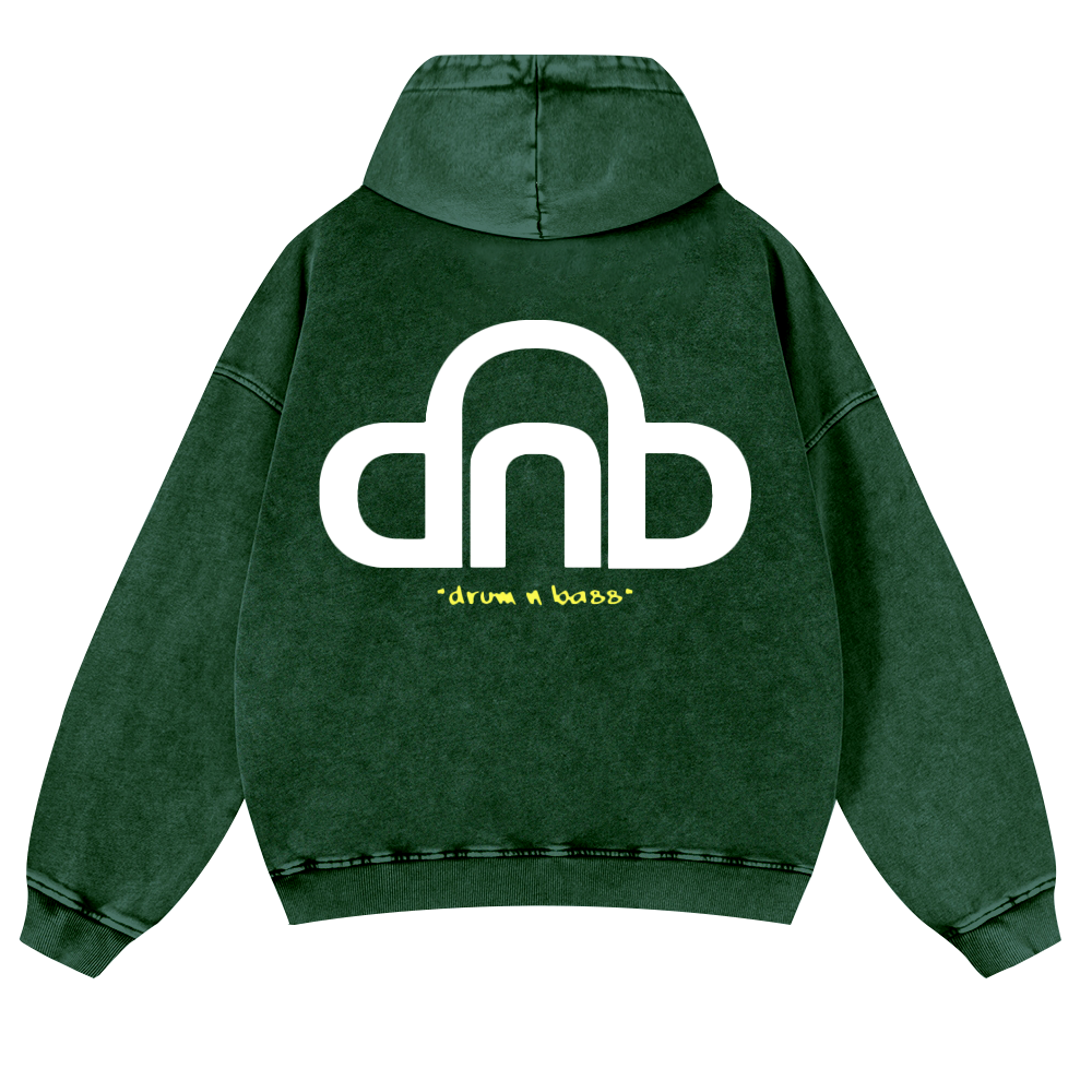 Drum & Bass Vintage Washed Cotton Back Art Hoodie