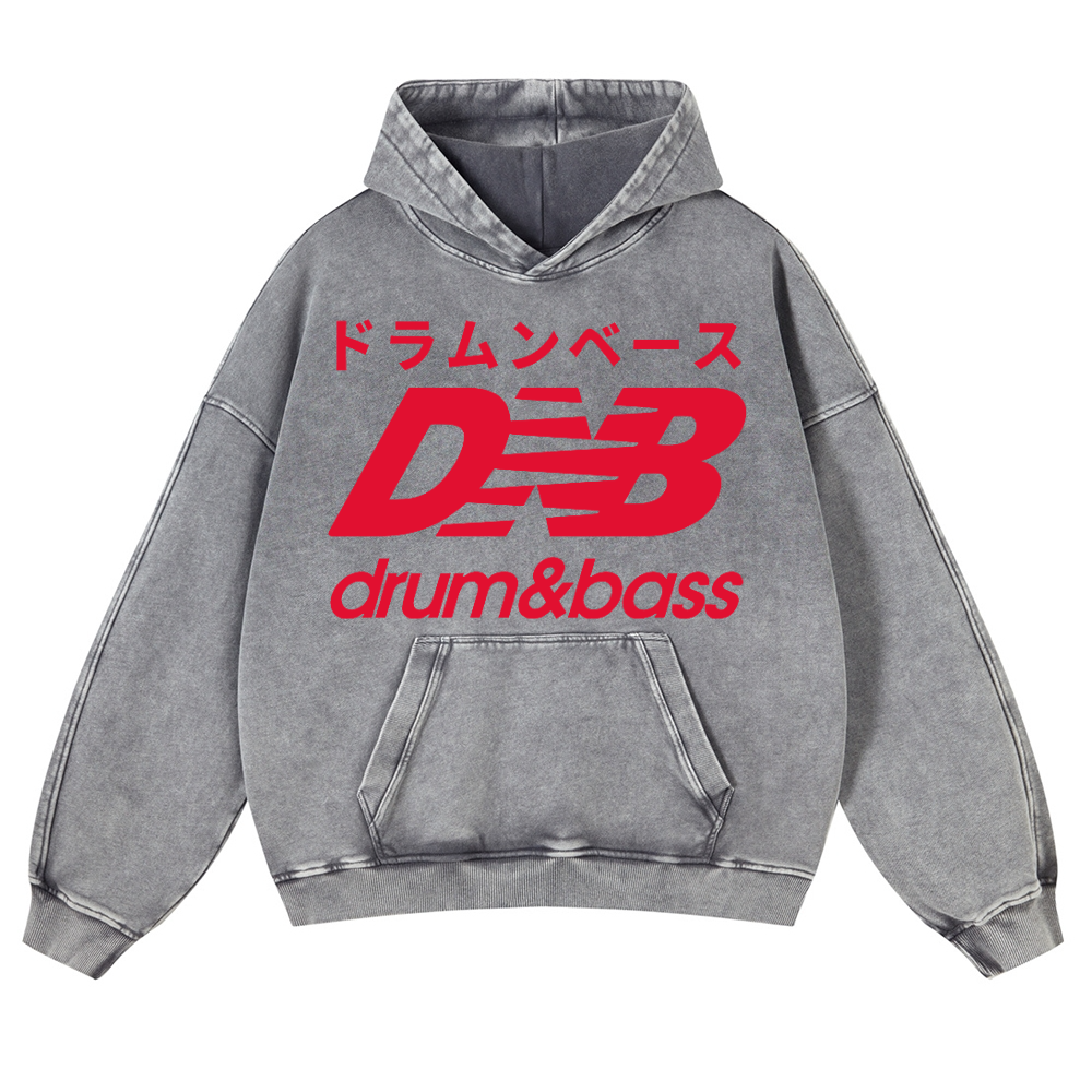 Drum and Bass Vintage Washed Thick Cotton Hoodie