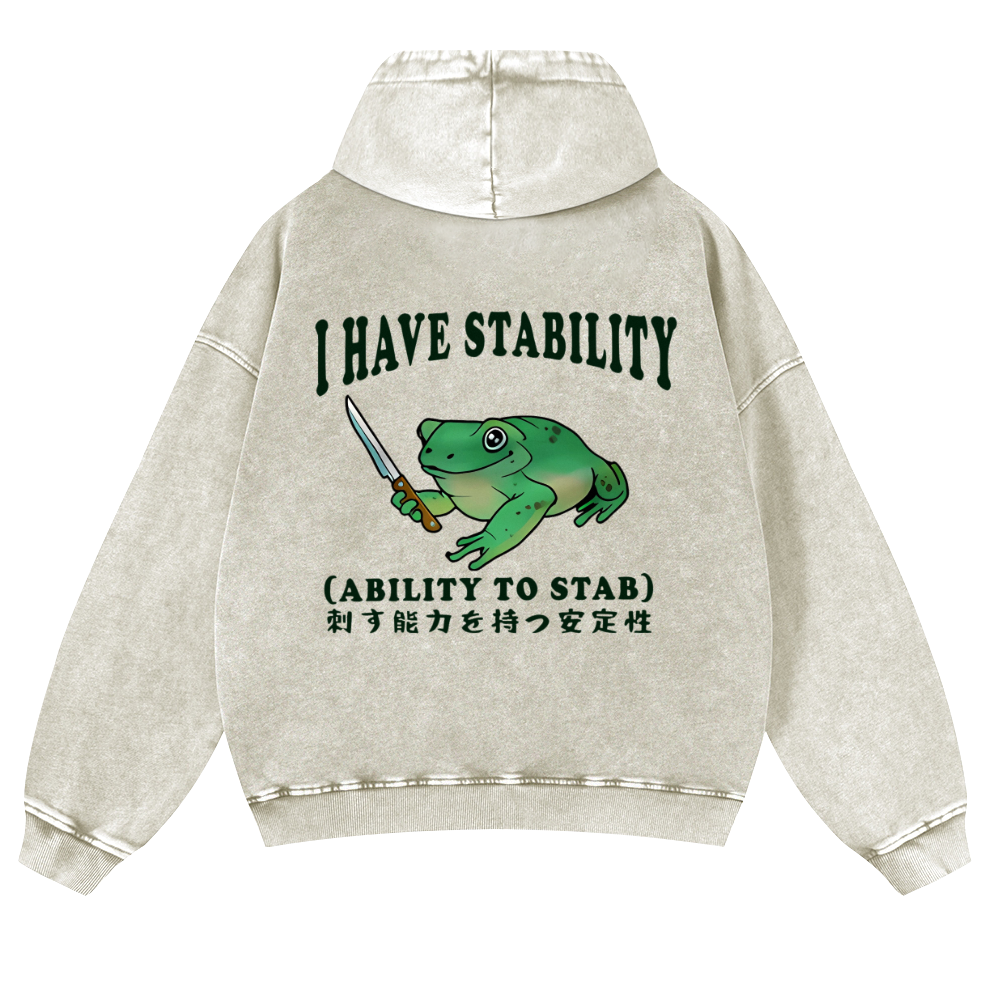 Frog Vintage Washed Cotton Back Art Hoodie
