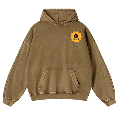 Geisha Fish Sushi Vintage Washed Cotton Back Art Hoodie