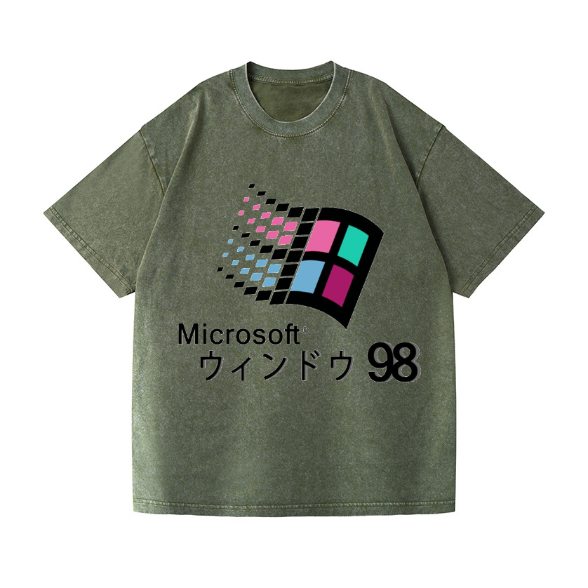 Microsoft Windows 98 Vintage Wash Japanese Design T-Shirt
