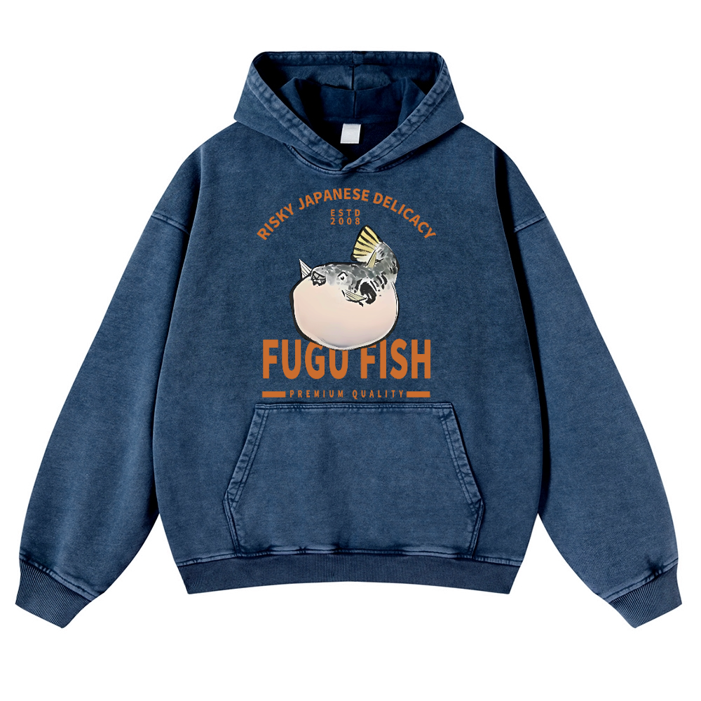 Japan's Risky Eats Vintage Washed Thick Cotton Hoodie