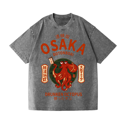 Osaka Dotonbori Drunken Octopus Vintage Wash Japanese Design T-Shirt
