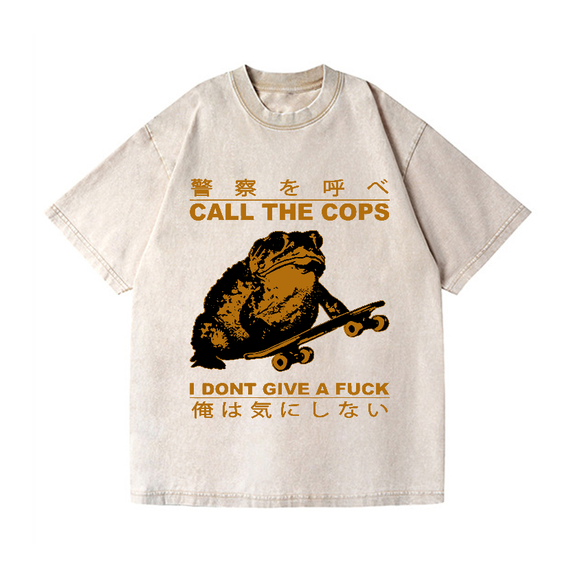 Frog Cops Vintage Wash Japanese Design T-Shirt