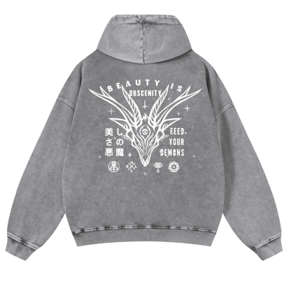 Demons Vintage Washed Cotton Back Art Hoodie