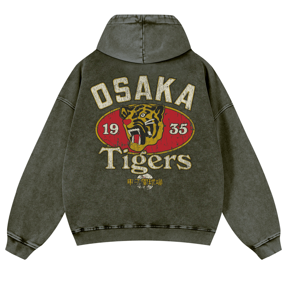 Osaka Tiger 1935 Vintage Washed Cotton Back Art Hoodie
