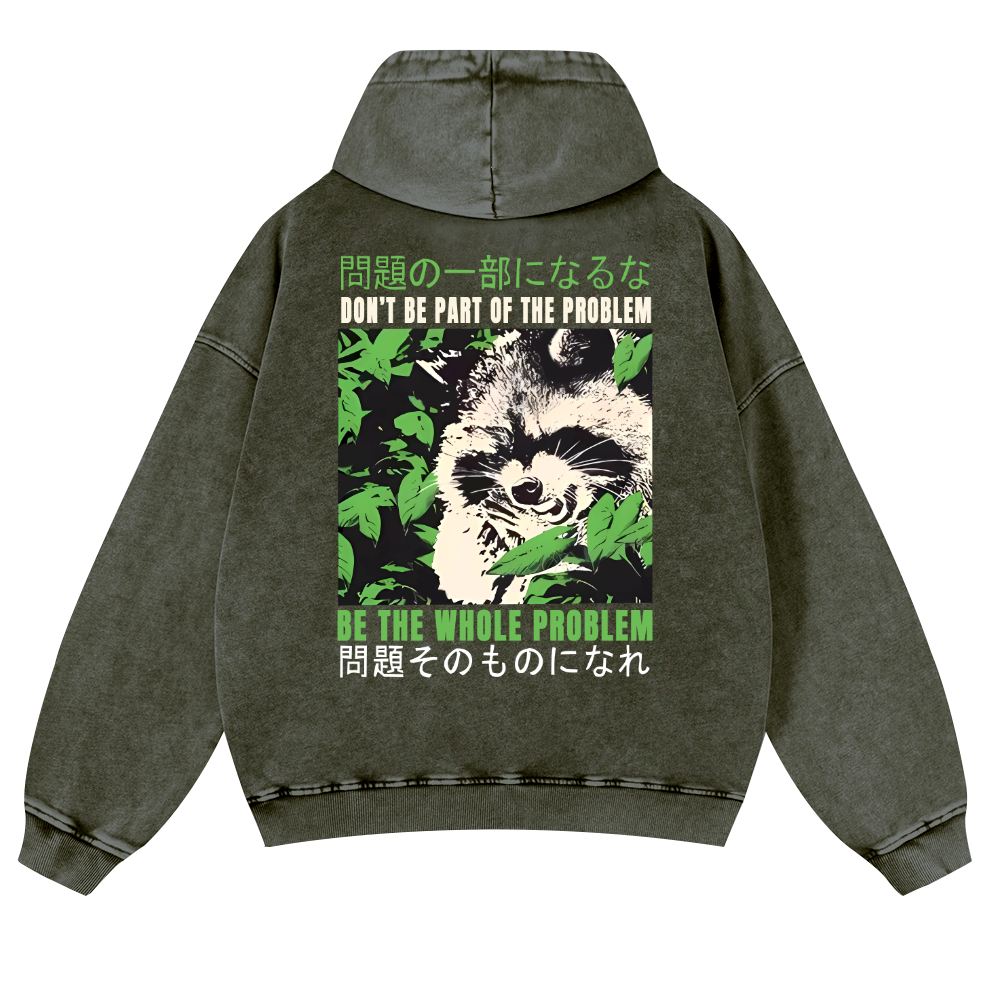 Raccoon Vintage Washed Cotton Back Art Hoodie