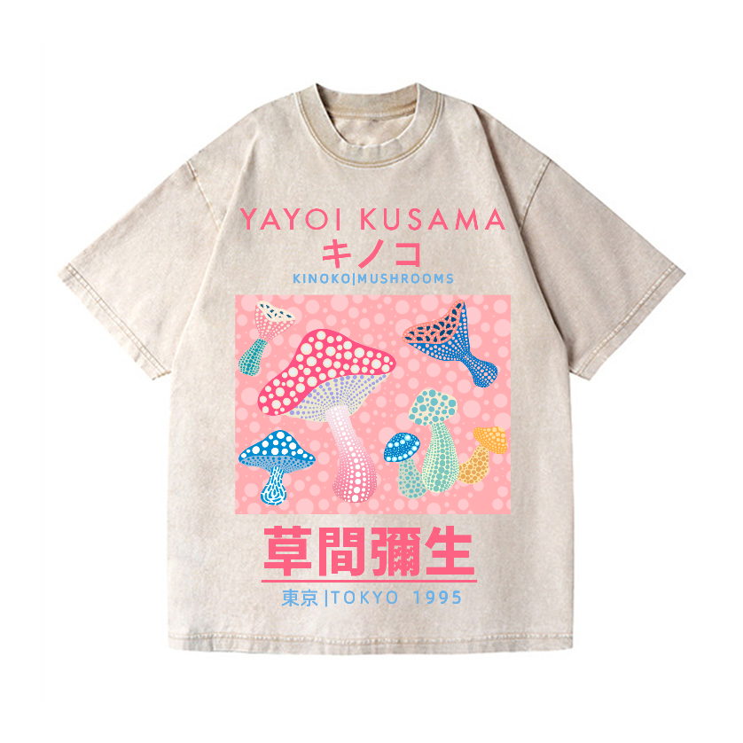 Yayoi Kusama Mushroom Vintage Wash Japanese Design T-Shirt