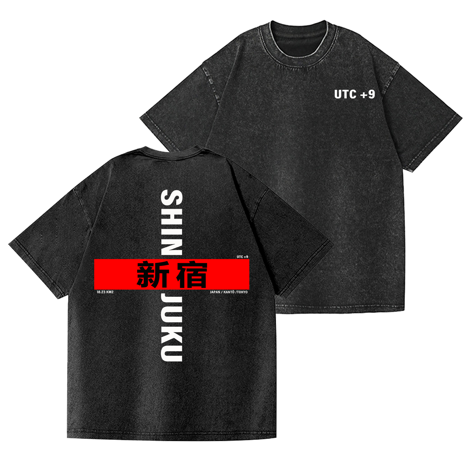 Shinjuku Vintage Wash Japanese Design Back Art T-Shirt