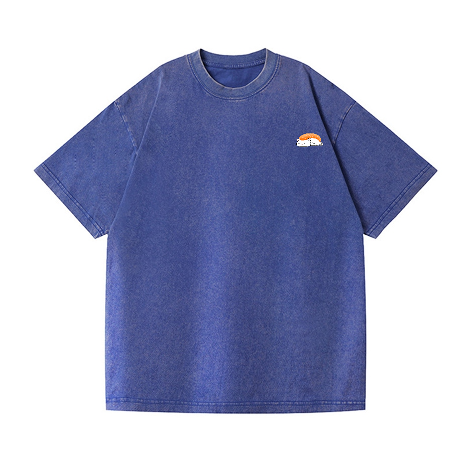 Cat Vintage Wash Japanese Design Back Art T-Shirt