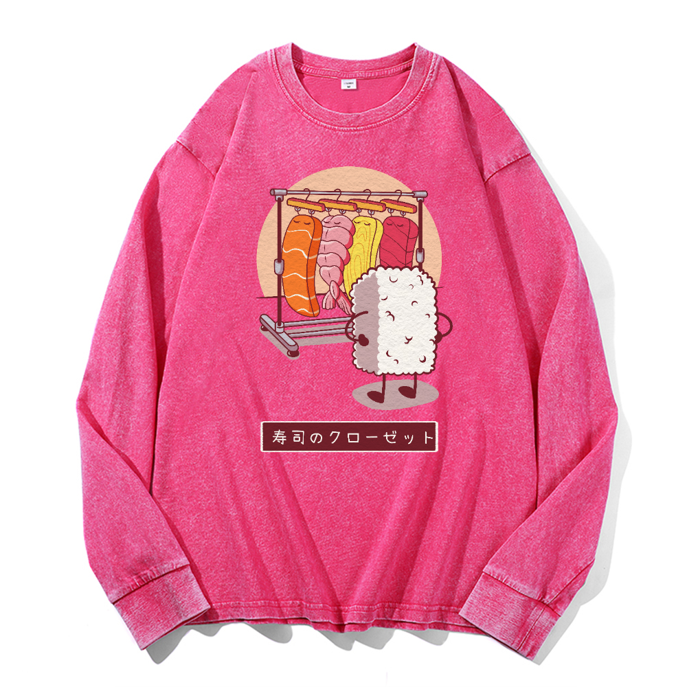 Sushi Vintage Cotton Wash Crewneck Sweatshirt