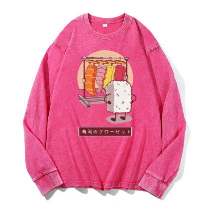 Sushi Vintage Cotton Wash Crewneck Sweatshirt