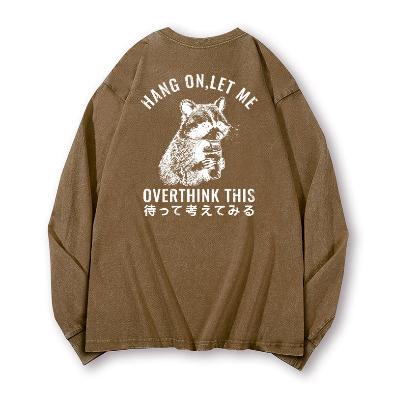 Racoon Vintage Washed Cotton Back Art Long-sleeve T-shirt