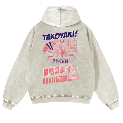 Octopus Takoyaki Vintage Washed Cotton Back Art Hoodie