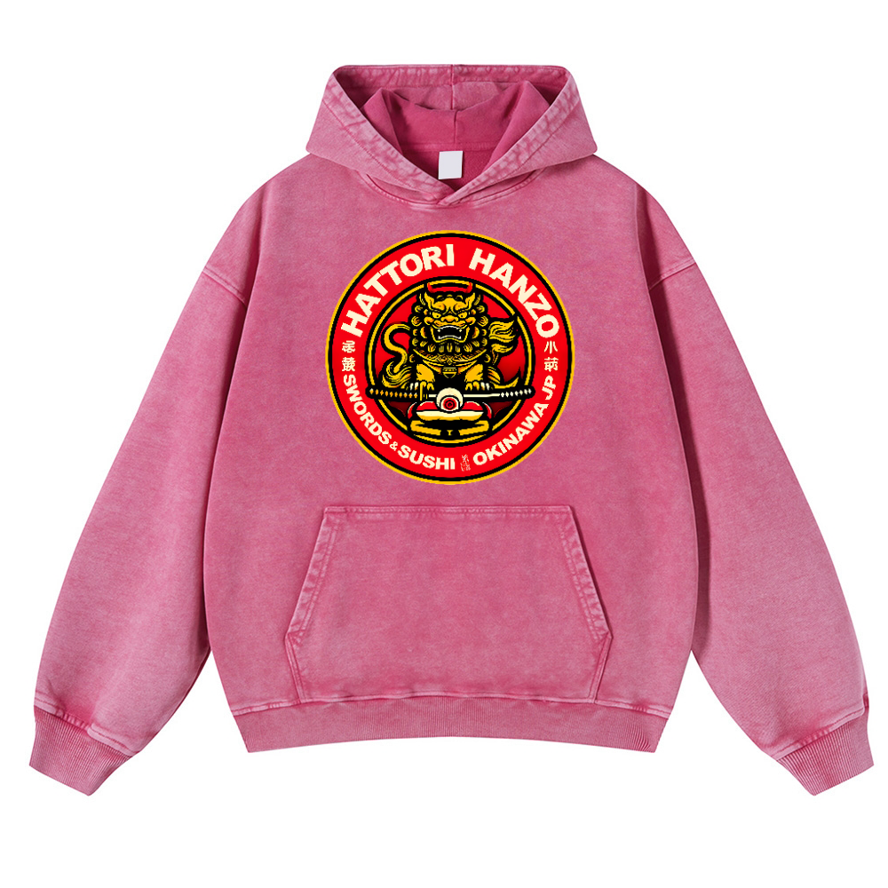 Hattori Hanzo Okinawa Japan Vintage Washed Thick Cotton Hoodie