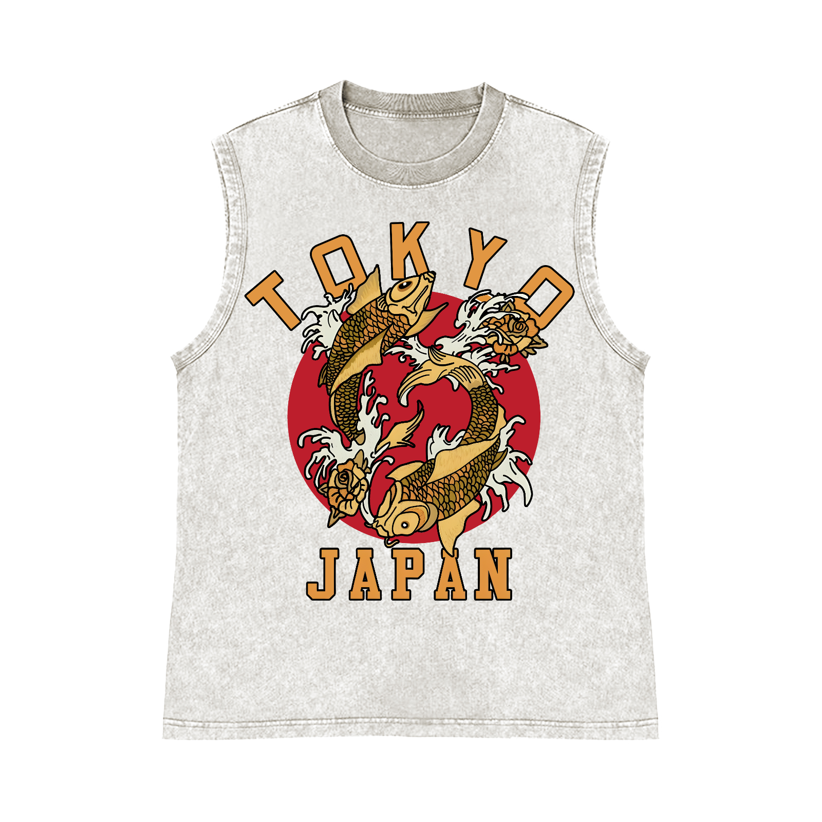 Tokyo Japan Fish Pure Cotton Wash-Dyed Sleeveless Tank Top
