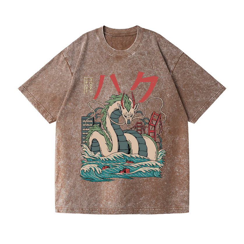 Hayao Miyazaki Spirited Away Ghibli Anime Vintage Wash Japanese Design T-Shirt
