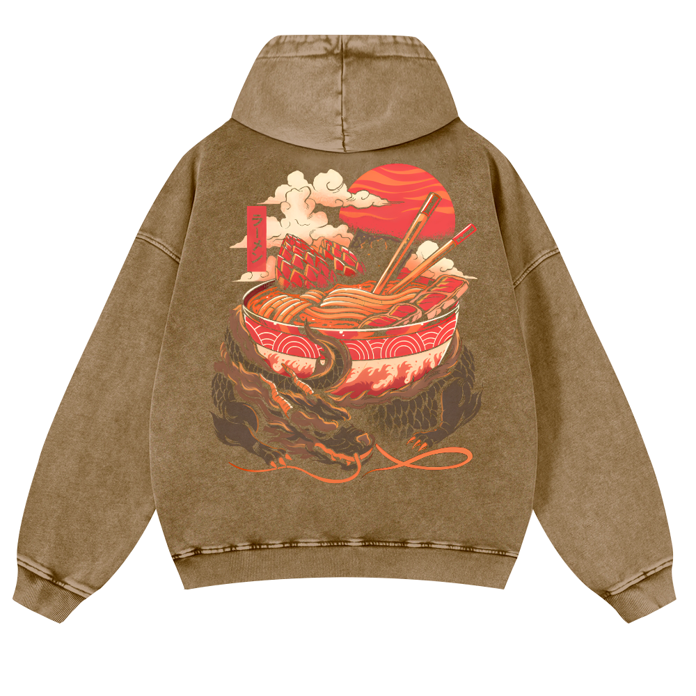 Dragon Ramen Vintage Washed Cotton Back Art Hoodie
