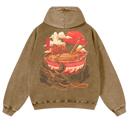 Dragon Ramen Vintage Washed Cotton Back Art Hoodie