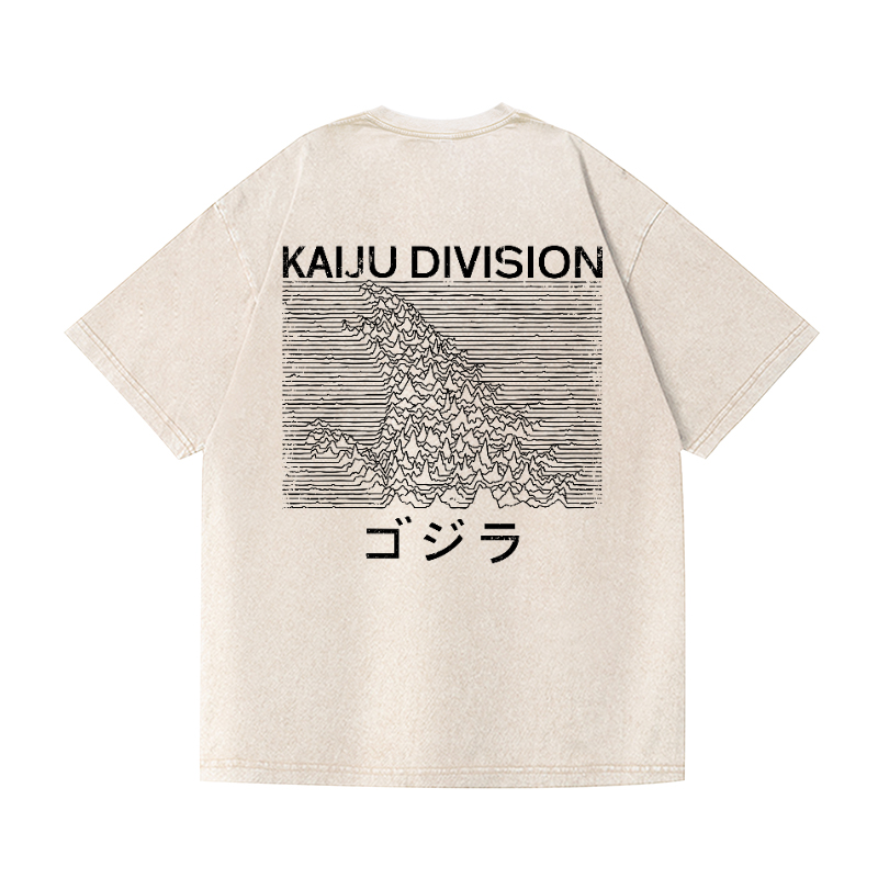 Kaiju Division Godzilla Vintage Wash Japanese Design Back Art T-Shirt