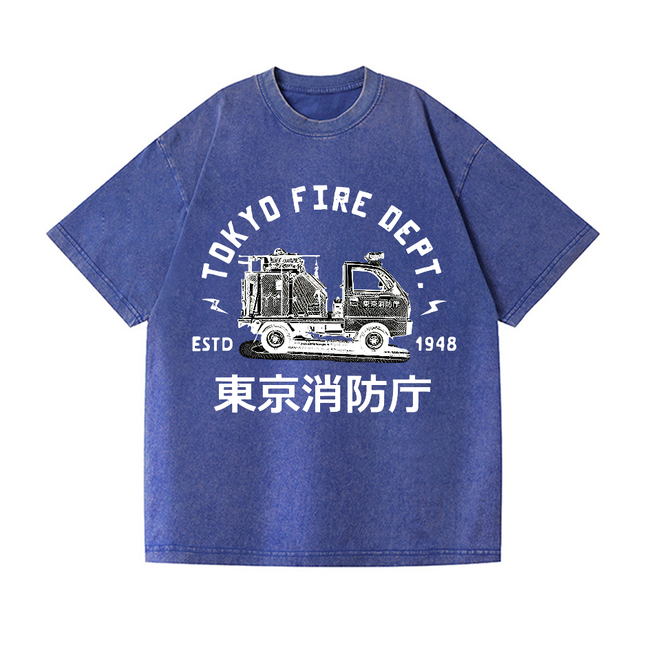 Mini Fire Truck Vintage Wash Japanese Design T-Shirt