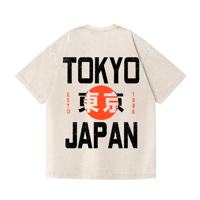 Tokyo Japan Vintage Wash Japanese Design Back Art T-Shirt