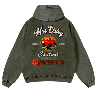 Mos Eisley Cantina Vintage Washed Cotton Back Art Hoodie