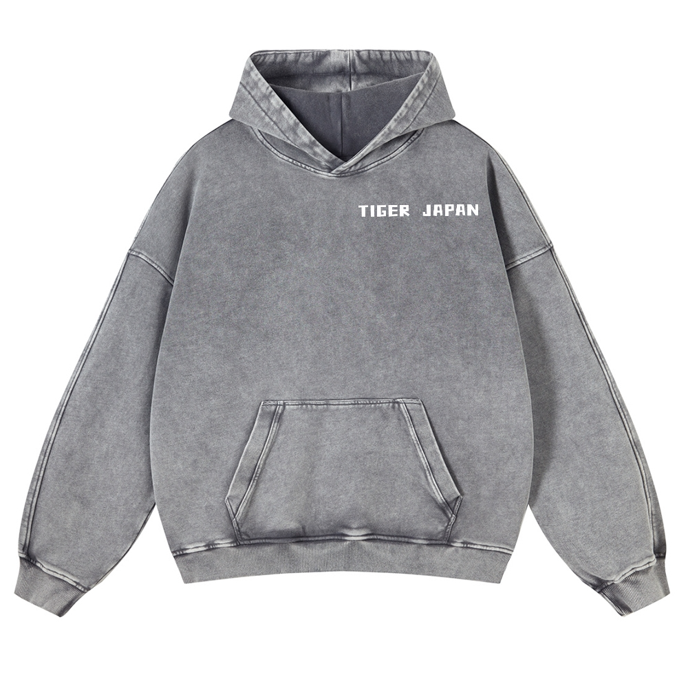 Tiger Japan Vintage Washed Cotton Back Art Hoodie