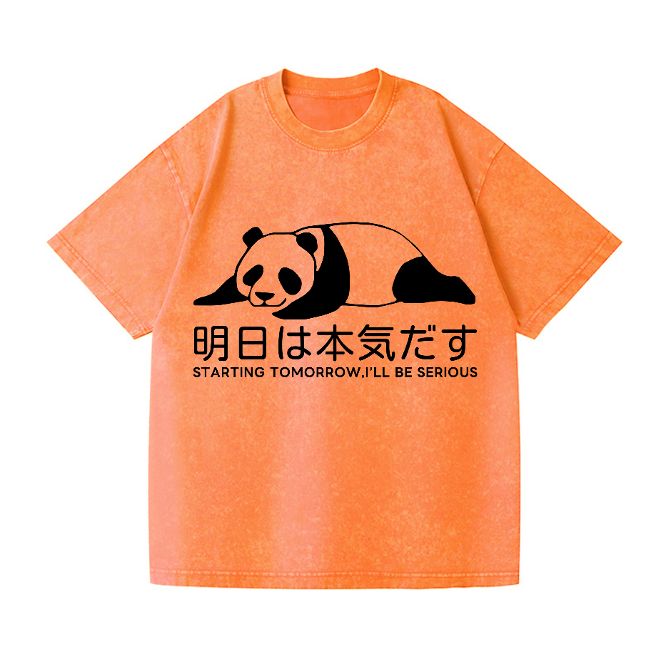 Starting Tomorrow, I'Ll Be Serious Panda Vintage Wash Japanese Design T-Shirt