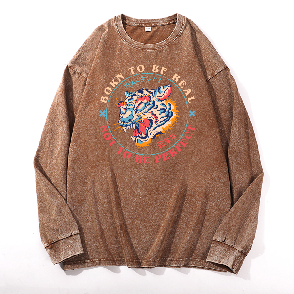 Tiger Vintage Cotton Wash Crewneck Sweatshirt