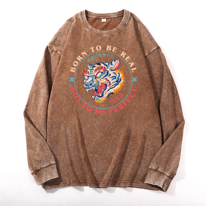 Tiger Vintage Cotton Wash Crewneck Sweatshirt