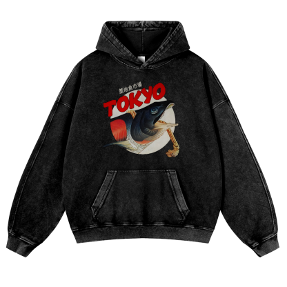 Tsukiji Fish Market Vintage Washed Thick Cotton Hoodie