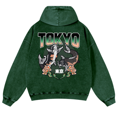 Tokyo Fish Vintage Washed Cotton Back Art Hoodie