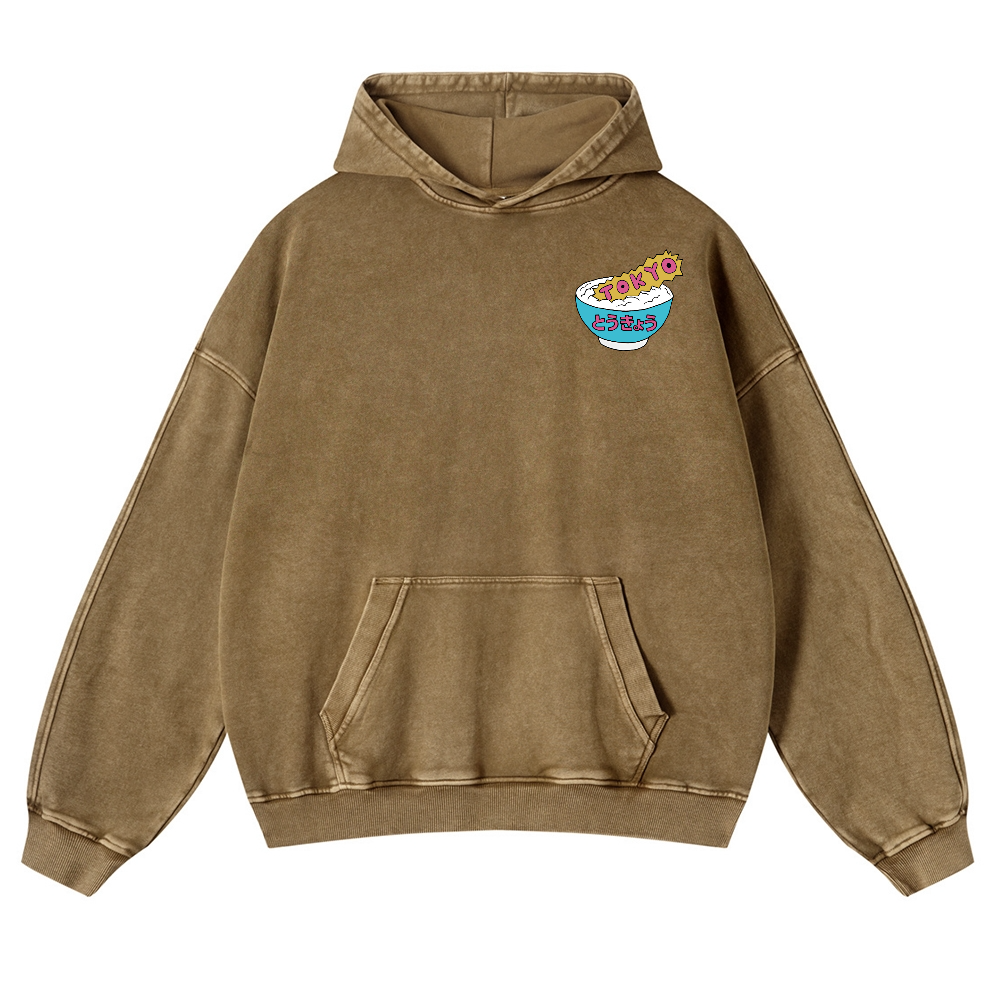 Godzilla The Monster Rice of Tokyo Vintage Washed Cotton Back Art Hoodie