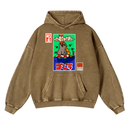 Godzilla Vintage Washed Thick Cotton Hoodie
