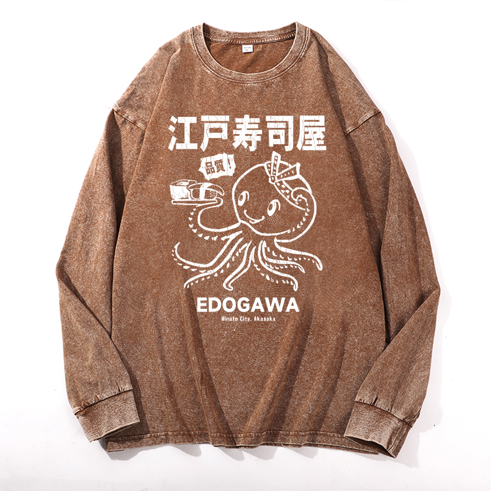 Edogawa Vintage Cotton Wash Crewneck Sweatshirt