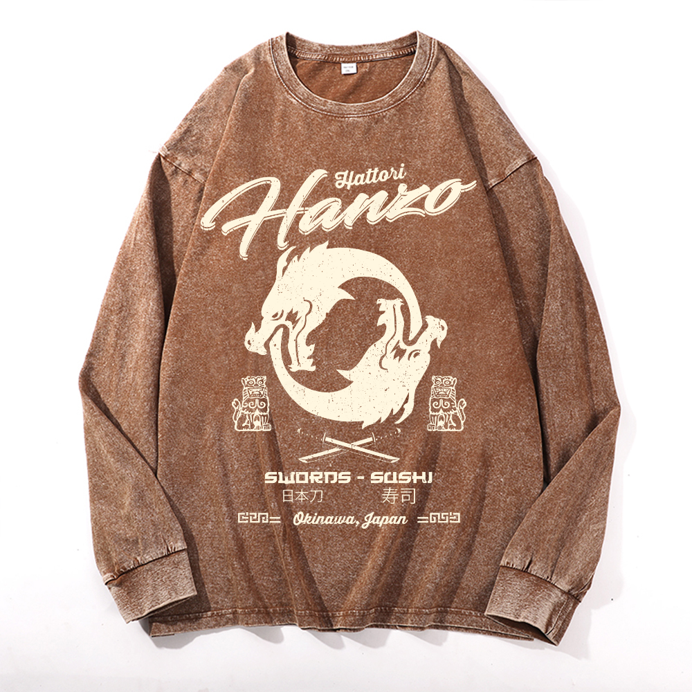 Hattori Hanzo Okinawa Japan Vintage Cotton Wash Crewneck Sweatshirt