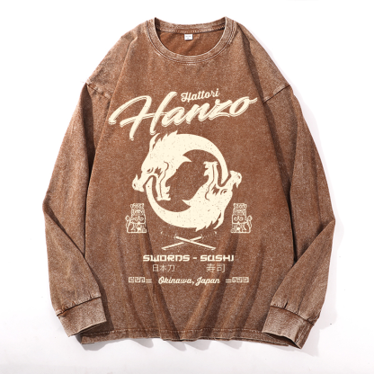 Hattori Hanzo Okinawa Japan Vintage Cotton Wash Crewneck Sweatshirt