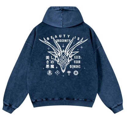 Demons Vintage Washed Cotton Back Art Hoodie