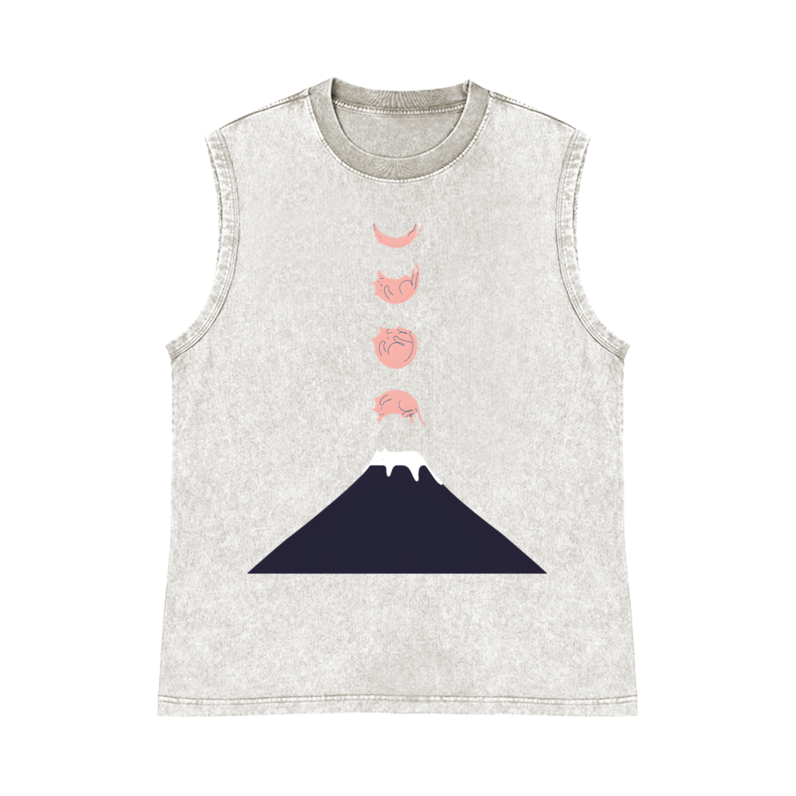 Moon Cat Mount FUJI Pure Cotton Wash-Dyed Sleeveless Tank Top