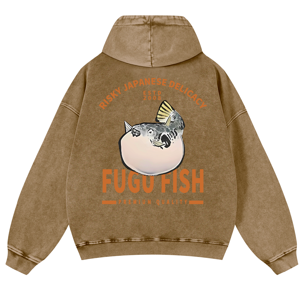 Japan's Risky Eats Vintage Washed Cotton Back Art Hoodie