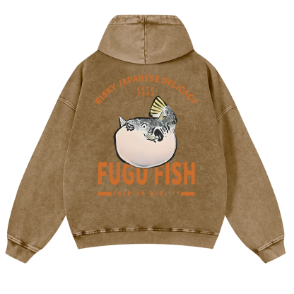 Japan's Risky Eats Vintage Washed Cotton Back Art Hoodie