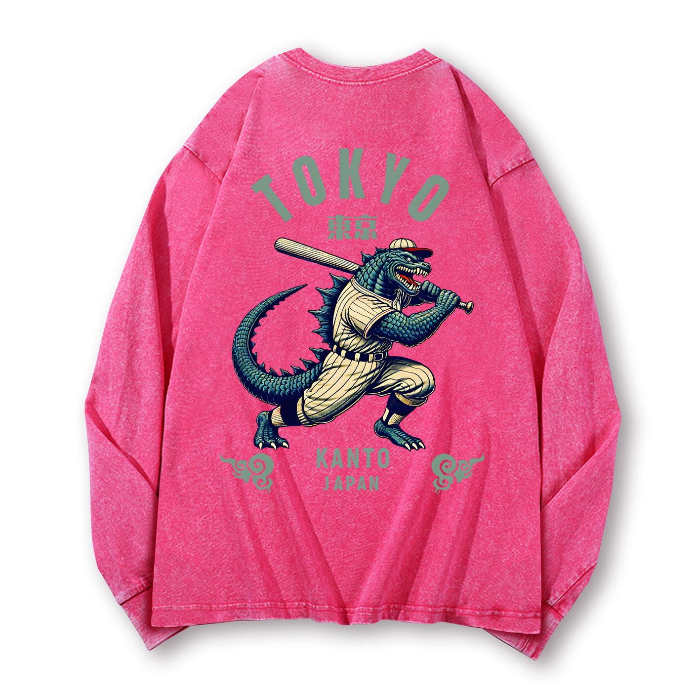 Tokyo Kanto Japan Vintage Washed Cotton Back Art Long-sleeve T-shirt