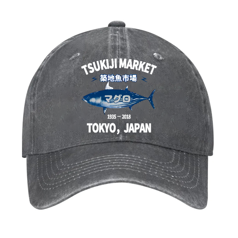 Tsukiji Market Tuna Fish Tokyo Japan Vintage Cotton Cap