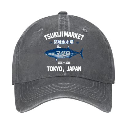 Tsukiji Market Tuna Fish Tokyo Japan Vintage Cotton Cap