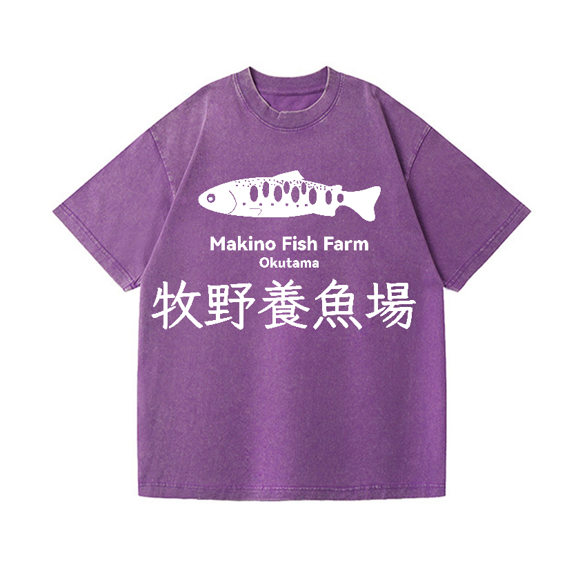 Makino Fish Farm Okutama Vintage Wash Japanese Design T-Shirt
