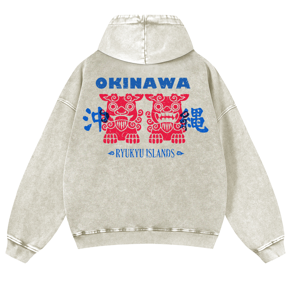 Okinawa Vintage Washed Cotton Back Art Hoodie