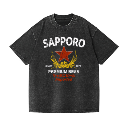 Sapporo Beer Vintage Wash Japanese Design T-Shirt