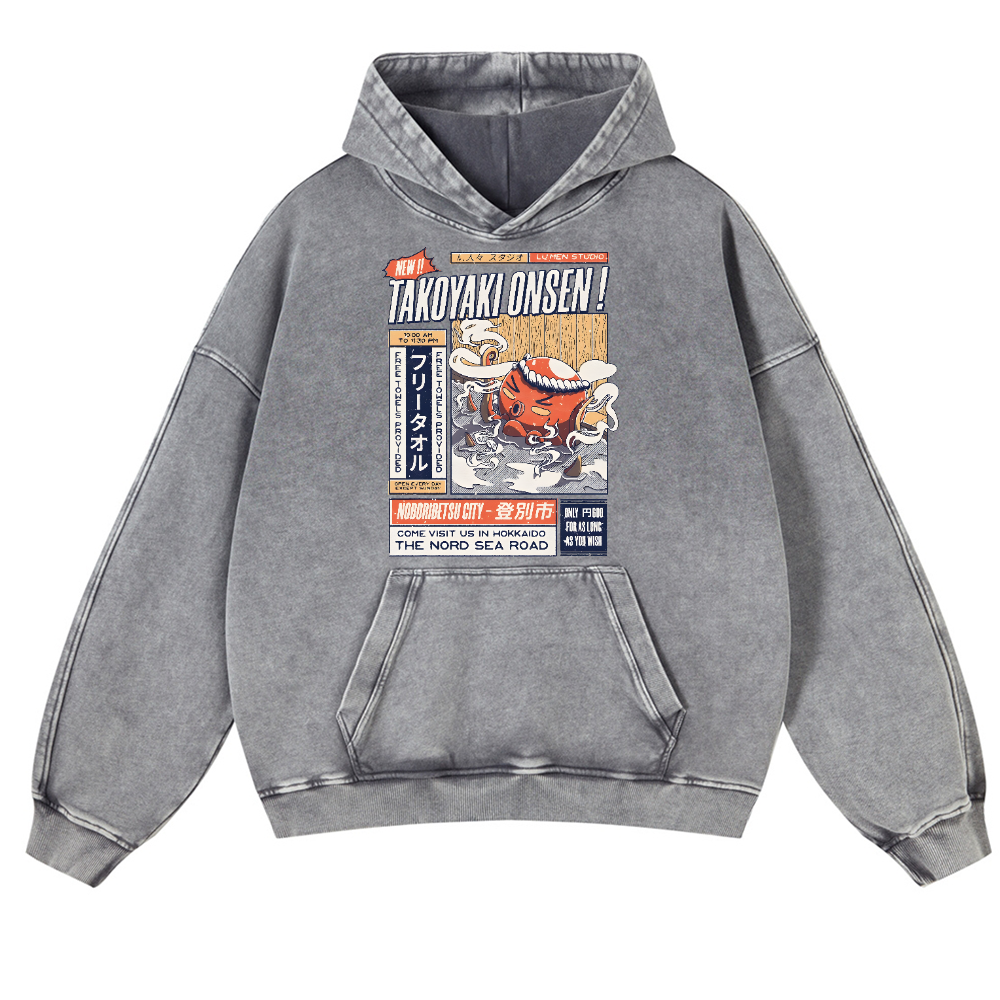 Takoyaki Octopus Vintage Washed Thick Cotton Hoodie